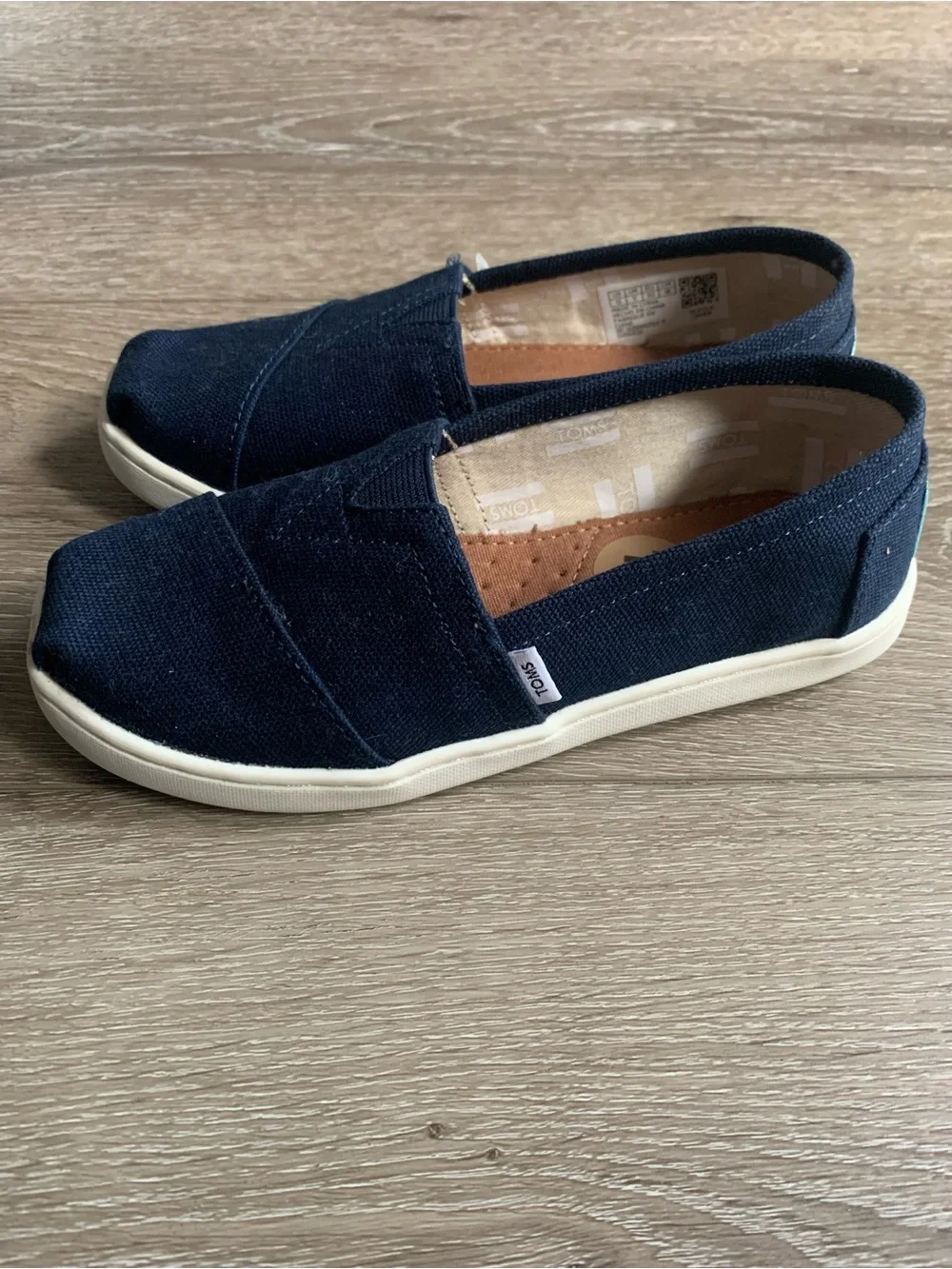 TOMS Kids Unisex Size 12 Navy Blue Canvas Low Top Flats Shoes Brand New
